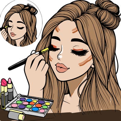 realistic girl doing makeup