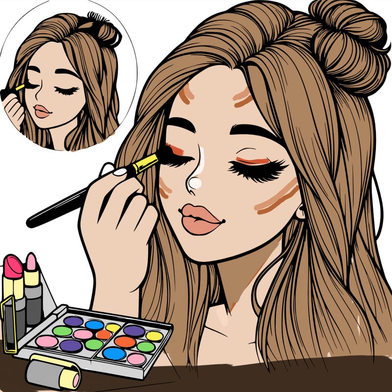 realistic girl doing makeup
