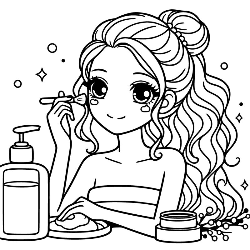 pretty girl doing skin care