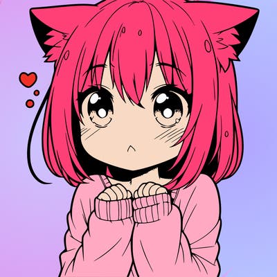 shy anime catgirl