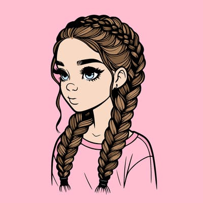 realistic girl with braids