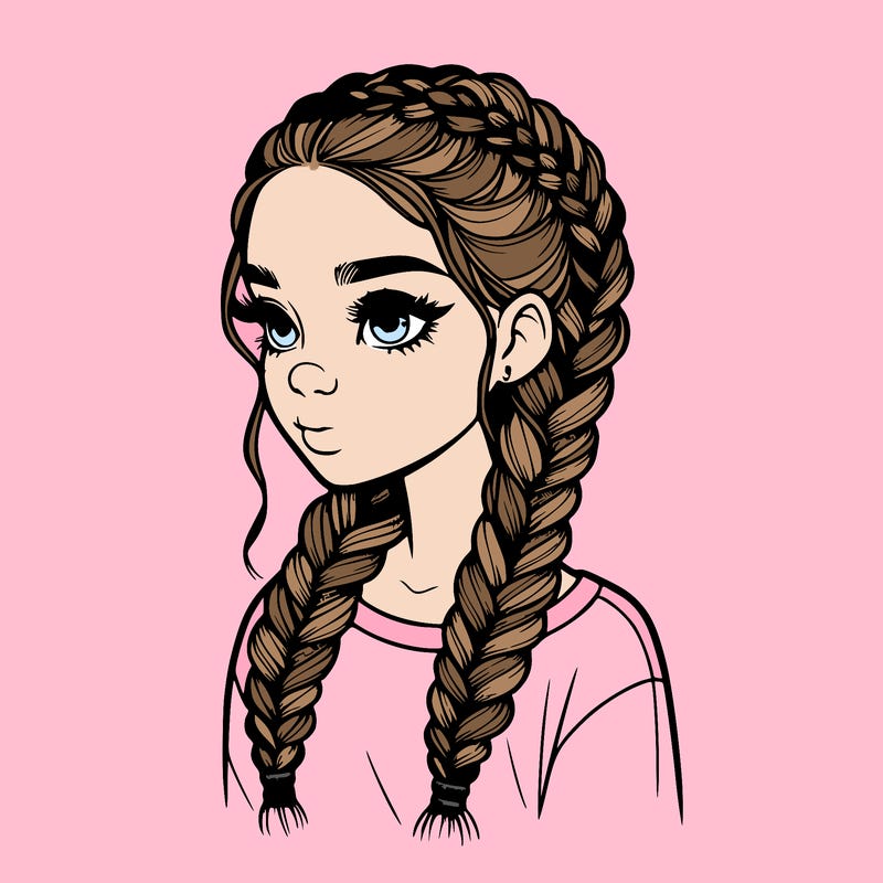 realistic girl with braids