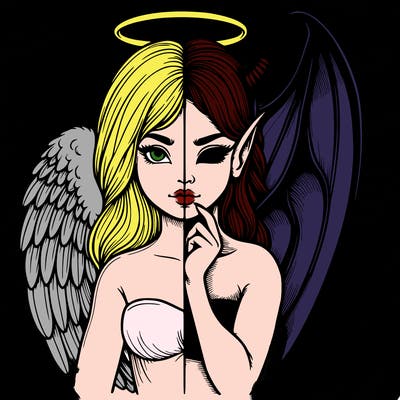 realistic angel half demon