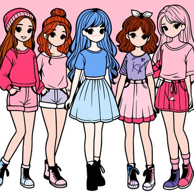 a group of five girls