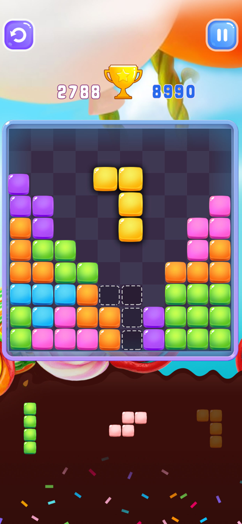 Candy Block Craft - Candy Block Craft mobile game screen with colorful candy block puzzle grid.