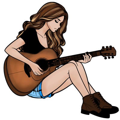 realistic woman play guitar