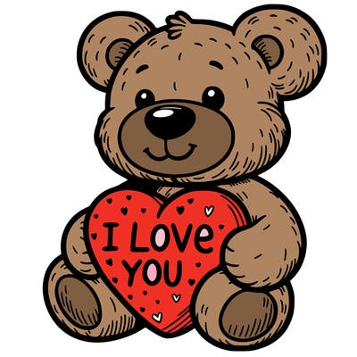 teddy bear holding an i love you heart