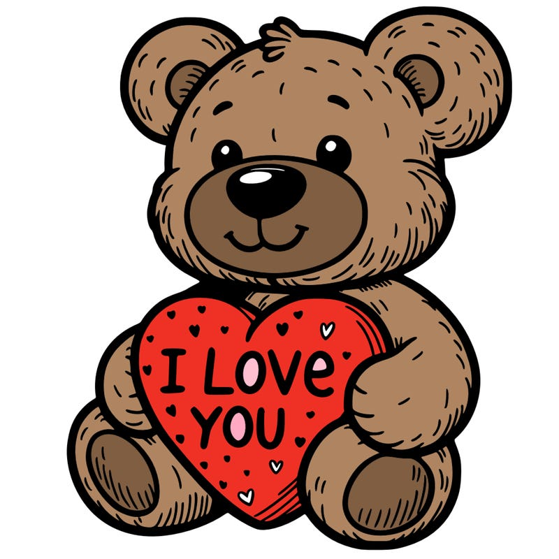 teddy bear holding an i love you heart