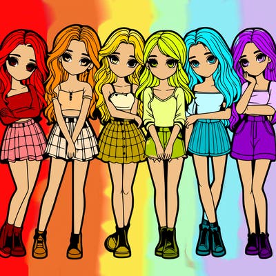 a group of girls realistic