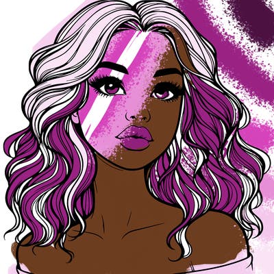 realistic girl with wavy hair and lips