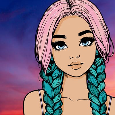 realistic girl with braids