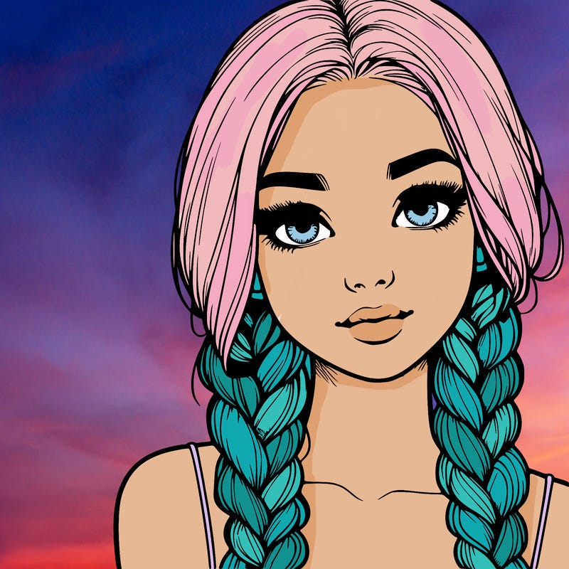 realistic girl with braids