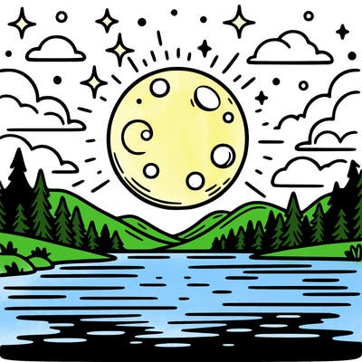 moonlight shining on a lake