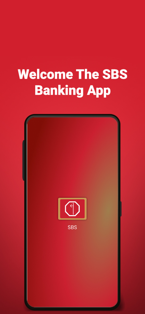 SBS Banking App - Willkommensbildschirm für die SBS Banking App der Swaziland Building Society auf einem Mobiltelefon