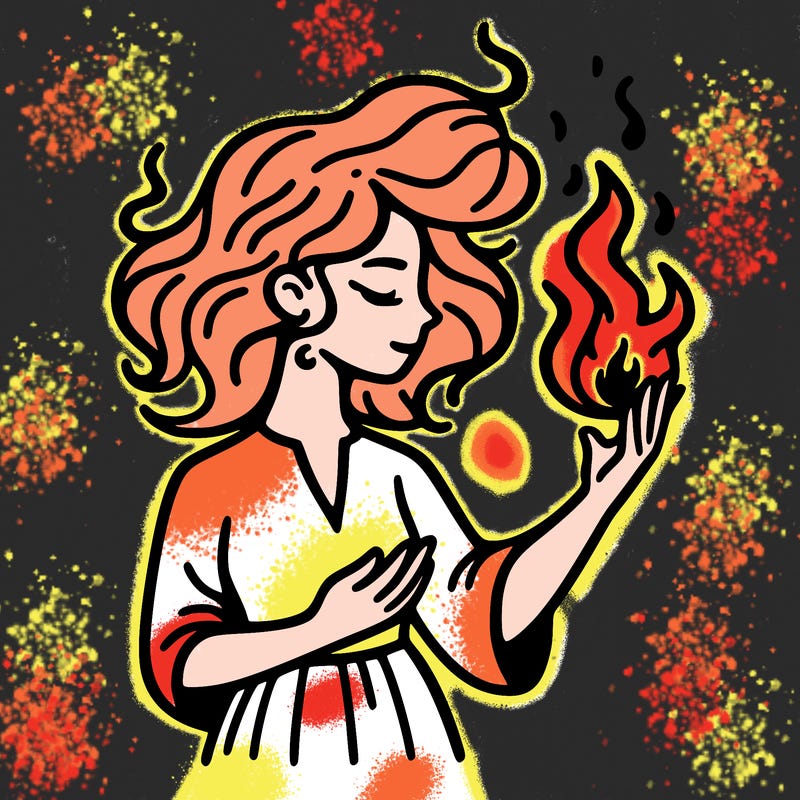 woman with fire