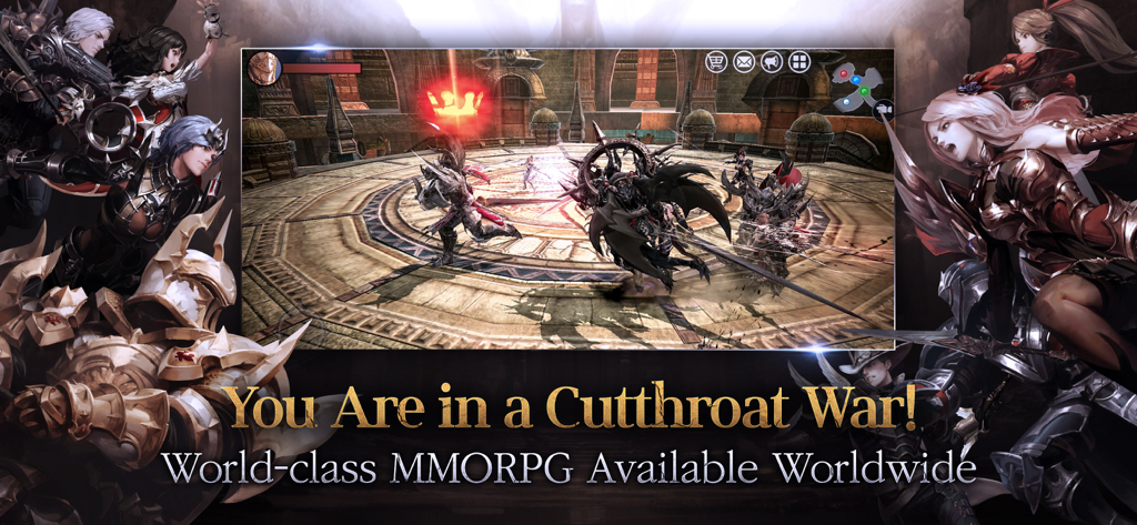 TALION - A high action fantasy battle scene in a circular arena from the TALION MMORPG