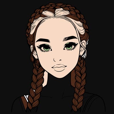 realistic girl with braids