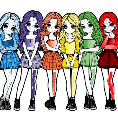 a group of girls realistic