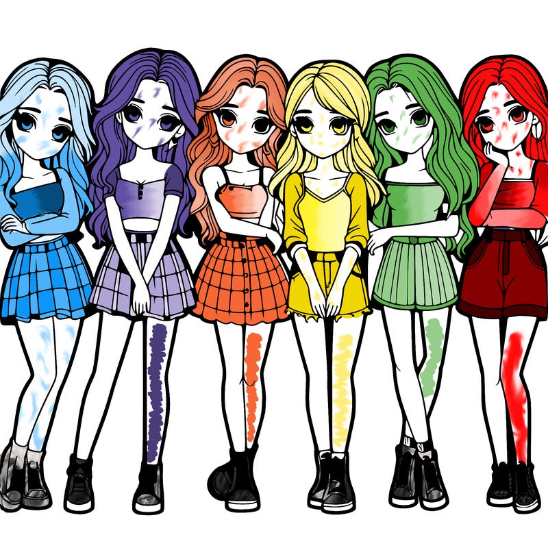 a group of girls realistic