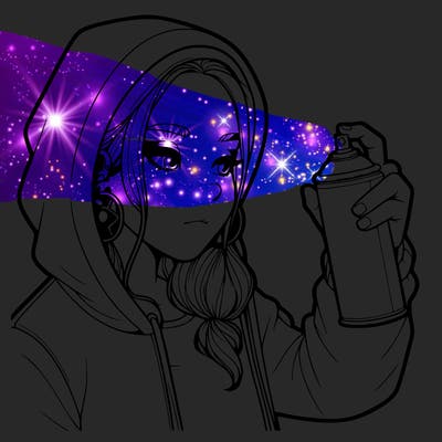 a realistic girl, spray painting