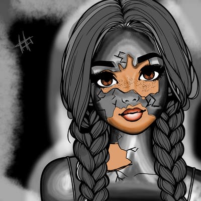 realistic girl with braids