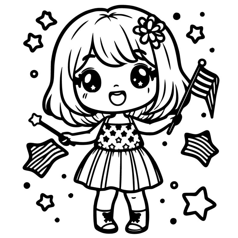 cute girl celebrating fourth of july