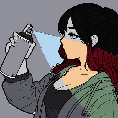 a realistic girl spray, painting