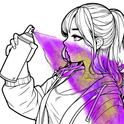 a realistic girl spray, painting