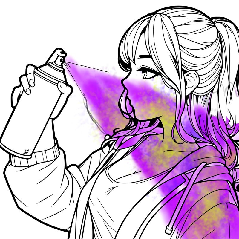 a realistic girl spray, painting