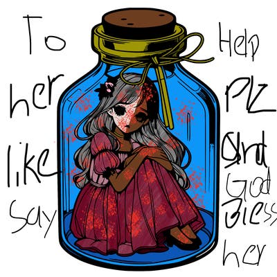 beautiful realistic girl trapped in bottle