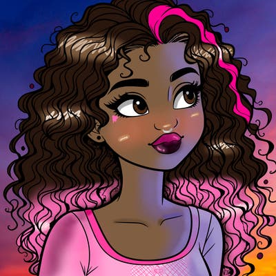 realistic girl with curly hair