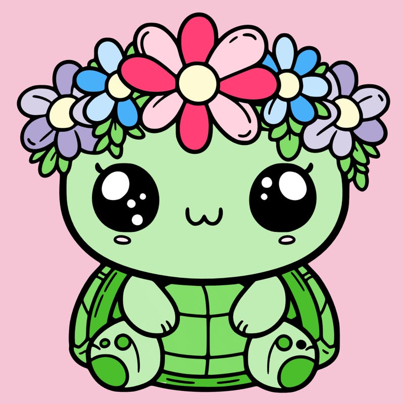 a cute turtle with a flower crown