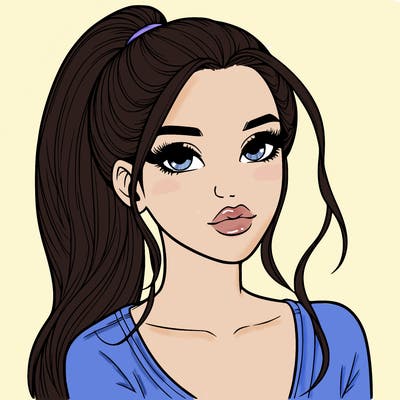 realistic girl with a ponytail and lips