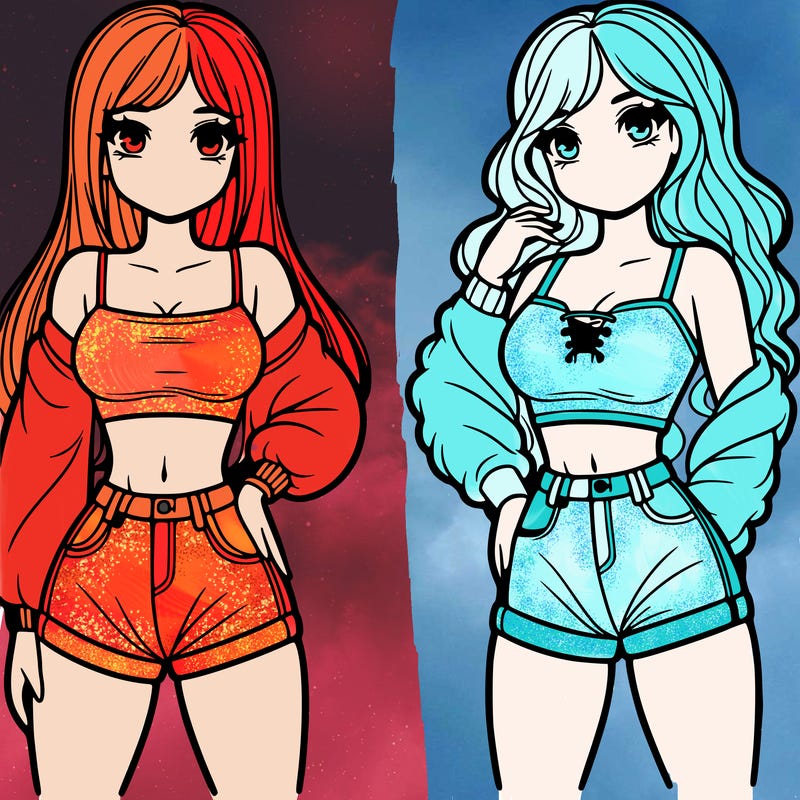 2 girls with a crop top and short shorts