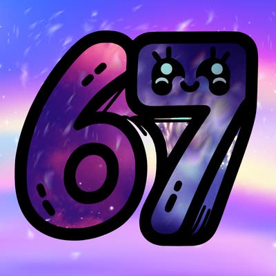 the numbers 67