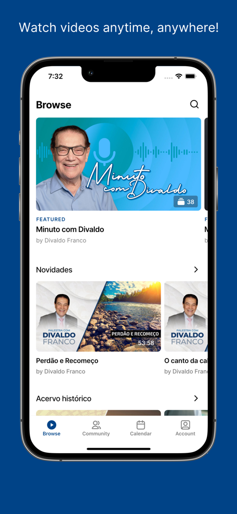 Espiritismo PLAY - Espiritismo PLAY mobile app interface showing spiritual video lectures and featured content.