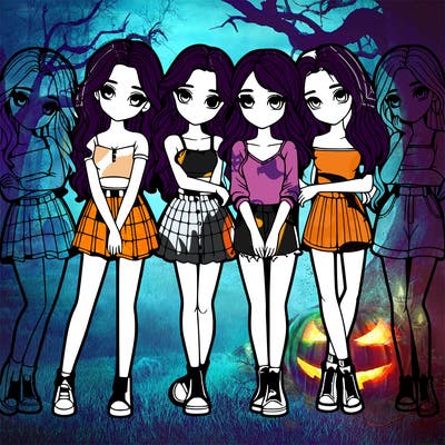 a group of girls realistic