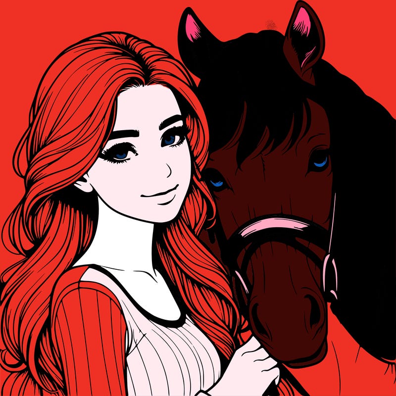 realistic girl with horse