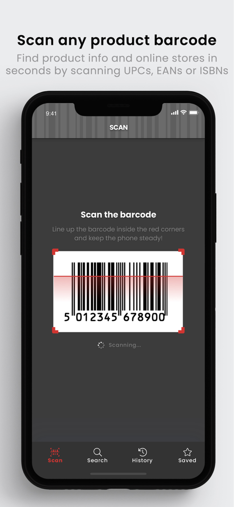 Barcode Lookup - Barcode Lookup app interface scanning a product barcode for price comparison