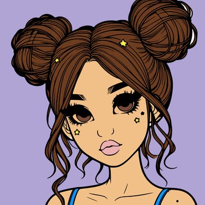 realistic girl with space buns