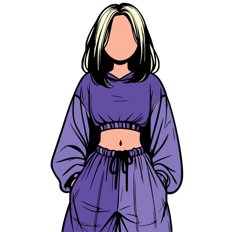 realistic girl faceless with baggy pants and a crop top