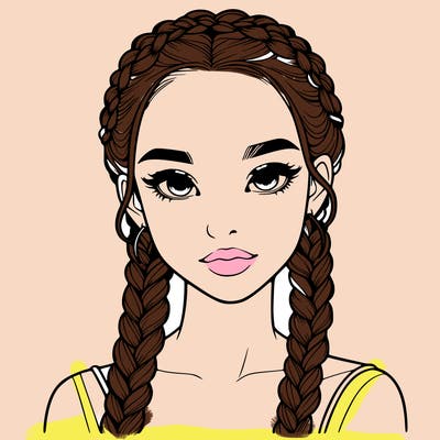 realistic girl with braids