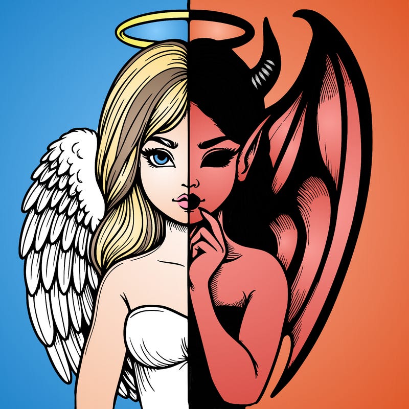 realistic angel half demon