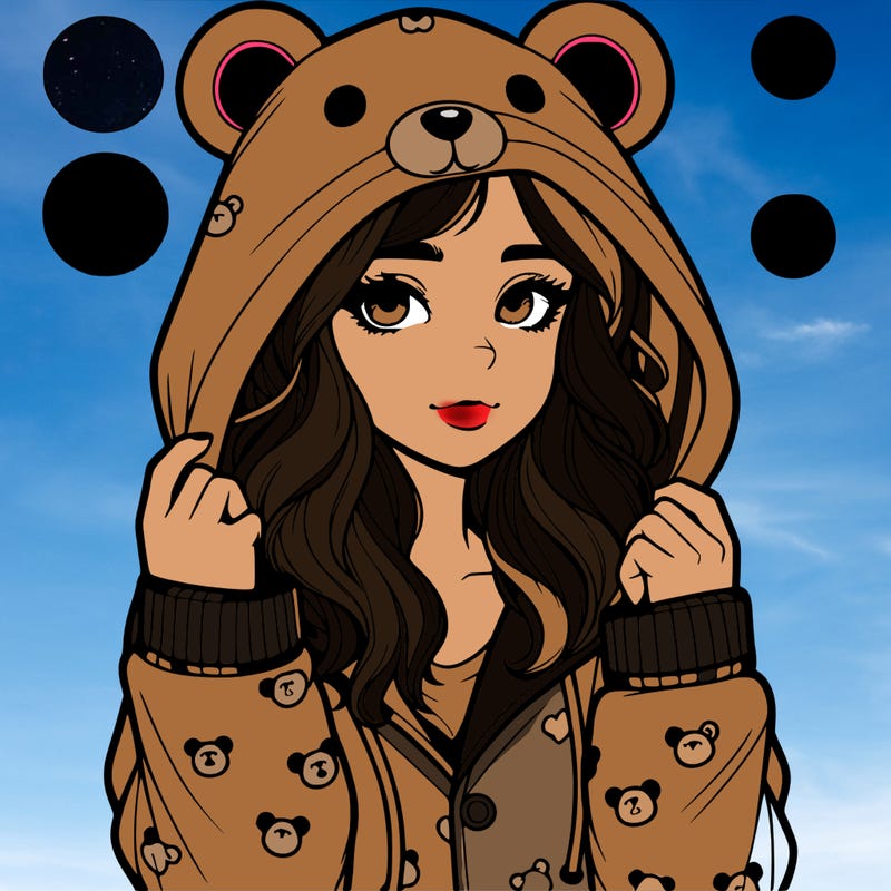 realistic girl in a animal pjs hoodie