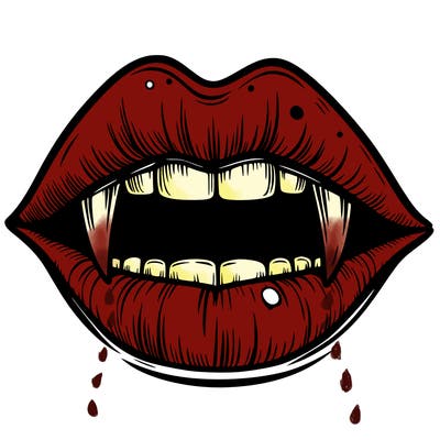 lips with vampire teeth
