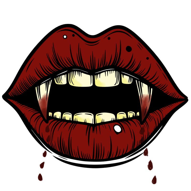 lips with vampire teeth
