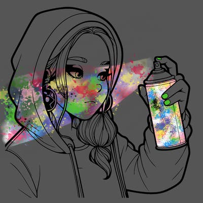 a realistic girl, spray painting