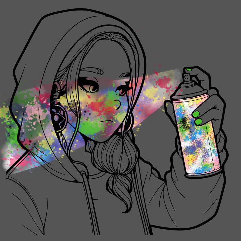 a realistic girl, spray painting
