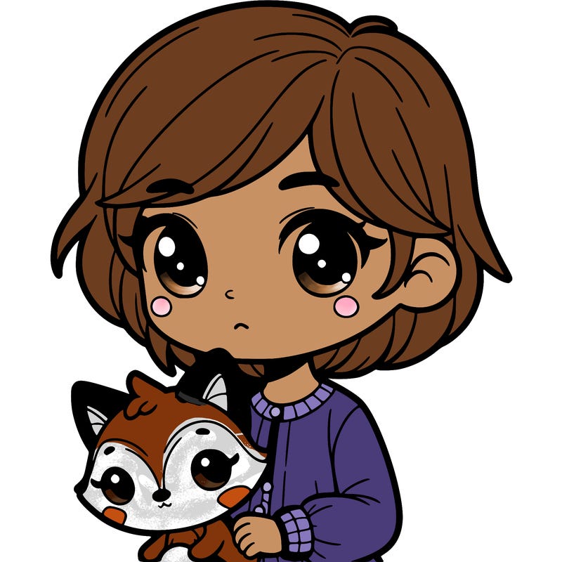 short haired girl with a small fox plushie in her hand