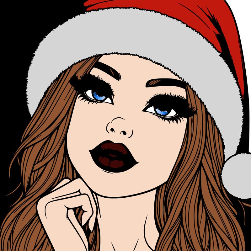realistic christmas girl with lips